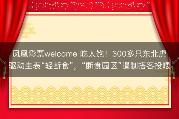 凤凰彩票welcome 吃太饱!300多只东北虎驱动圭表“轻断食”,“断食园区”遏制搭客投喂