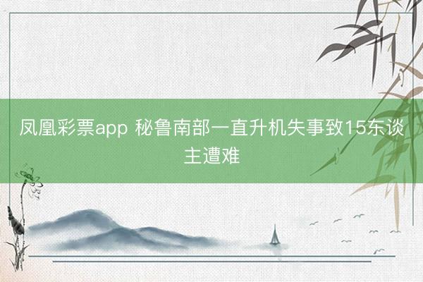 凤凰彩票app 秘鲁南部一直升机失事致15东谈主遭难