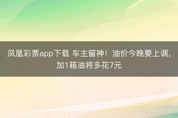 凤凰彩票app下载 车主留神！油价今晚要上调，加1箱油将多花7元
