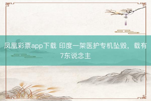 凤凰彩票app下载 印度一架医护专机坠毁，载有7东说念主