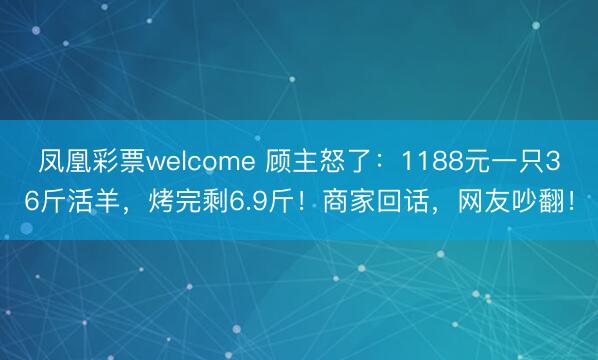 凤凰彩票welcome 顾主怒了：1188元一只36斤活羊，烤完剩6.9斤！商家回话，网友吵翻！