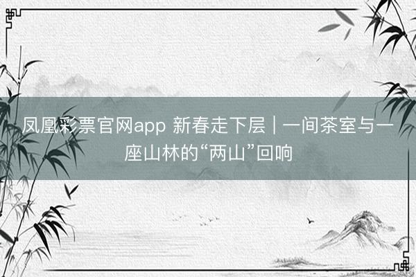 凤凰彩票官网app 新春走下层 | 一间茶室与一座山林的“两山”回响